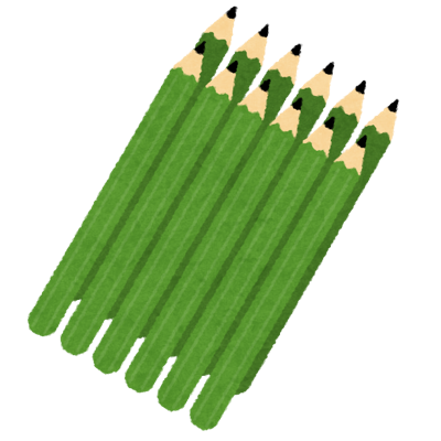 12本そろった鉛筆のイラスト